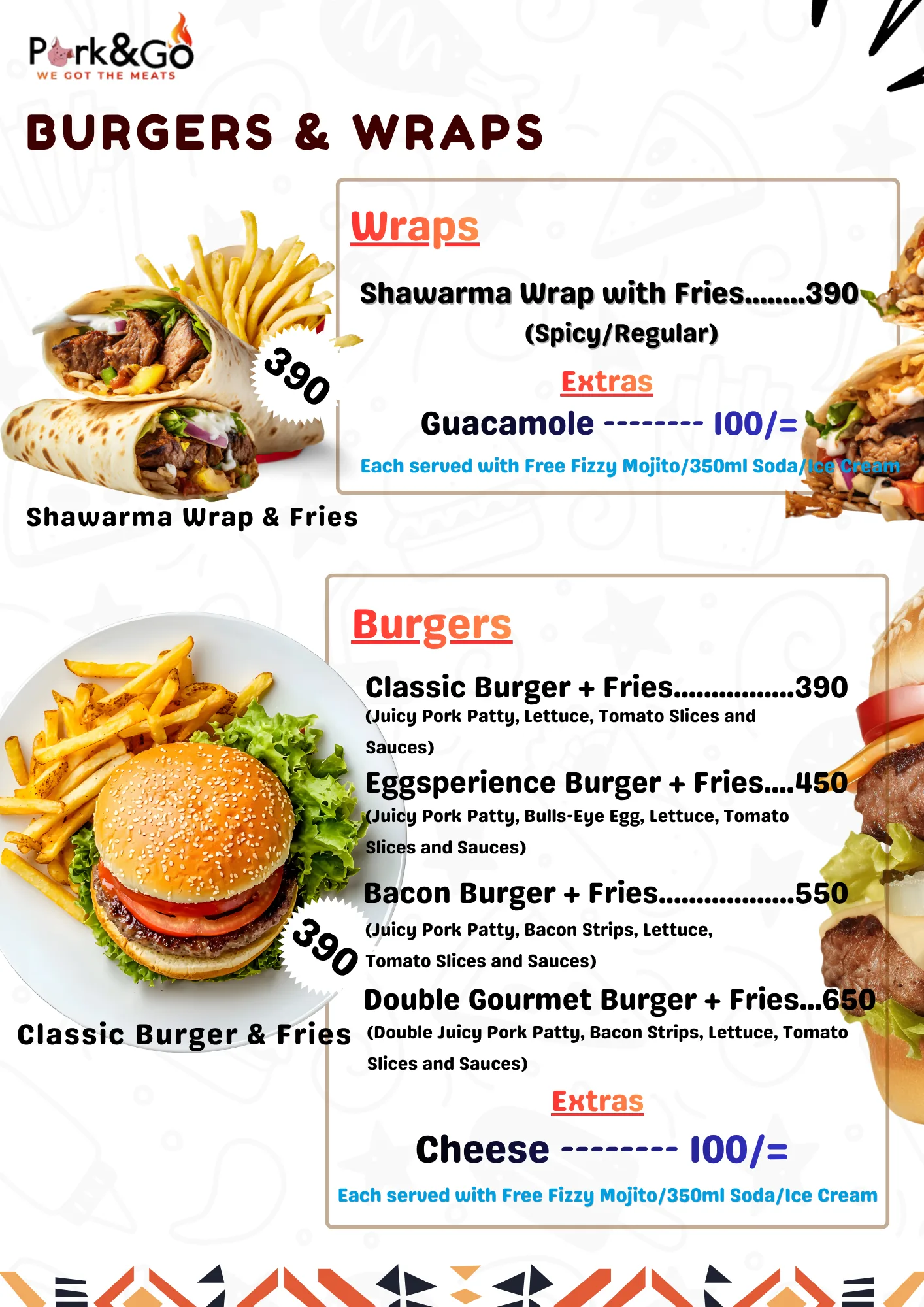 Menu: Burgers & wraps